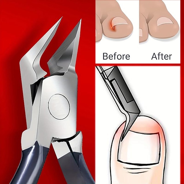 Stainless Steel Toenail Clippers with Sharp Pointed Tip for Ingrown and Thick Nails - Wide Jaw Podiatry Care Tool