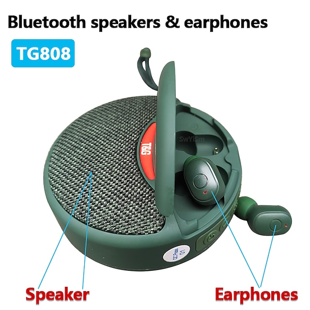 TG808 2 in 1 True Earbuds with Bluetooth Speaker In Ear Bluetooth5.0 Stereo with Charging Box Built-in Mic for MIYoga Everyday Use Traveling Mobile Phone