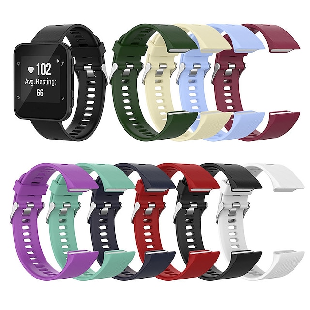 Watch Band for Garmin Forerunner 35/30, Approach S10 Silicone ReplacementStrap Breathable Sport Band Classic Buckle Wristband