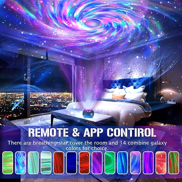 Galaxy Starry Projector Ceiling Decoration Starlight Projector Psychedelic Rotating Bedroom Family Room Decoration For Teen Girls, APP Controlled Starry Starry Projector, Starry Ceiling Night Light Pr