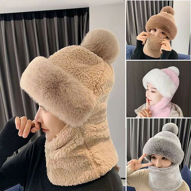 Women's Cycling Windproof Scarf Hat, Winter Windproof Hat, Thicken Warm Cycling Cap Thermal Neck Warmer