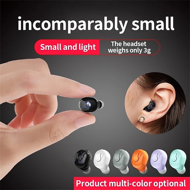 Headphone Invisible Bluetooth Earphone Mini Single in Ear Earbuds with Mic 18D Sound Quality Headset 20H Music Time